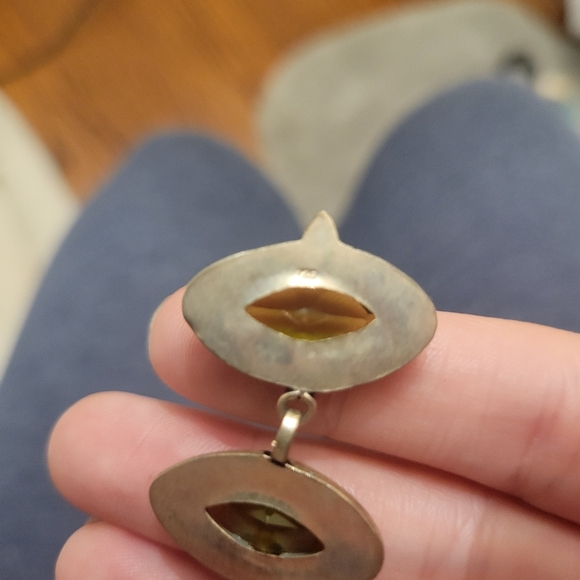 Three Marquise Light Green Gemstones Drop Earrings - Picture 6 of 6